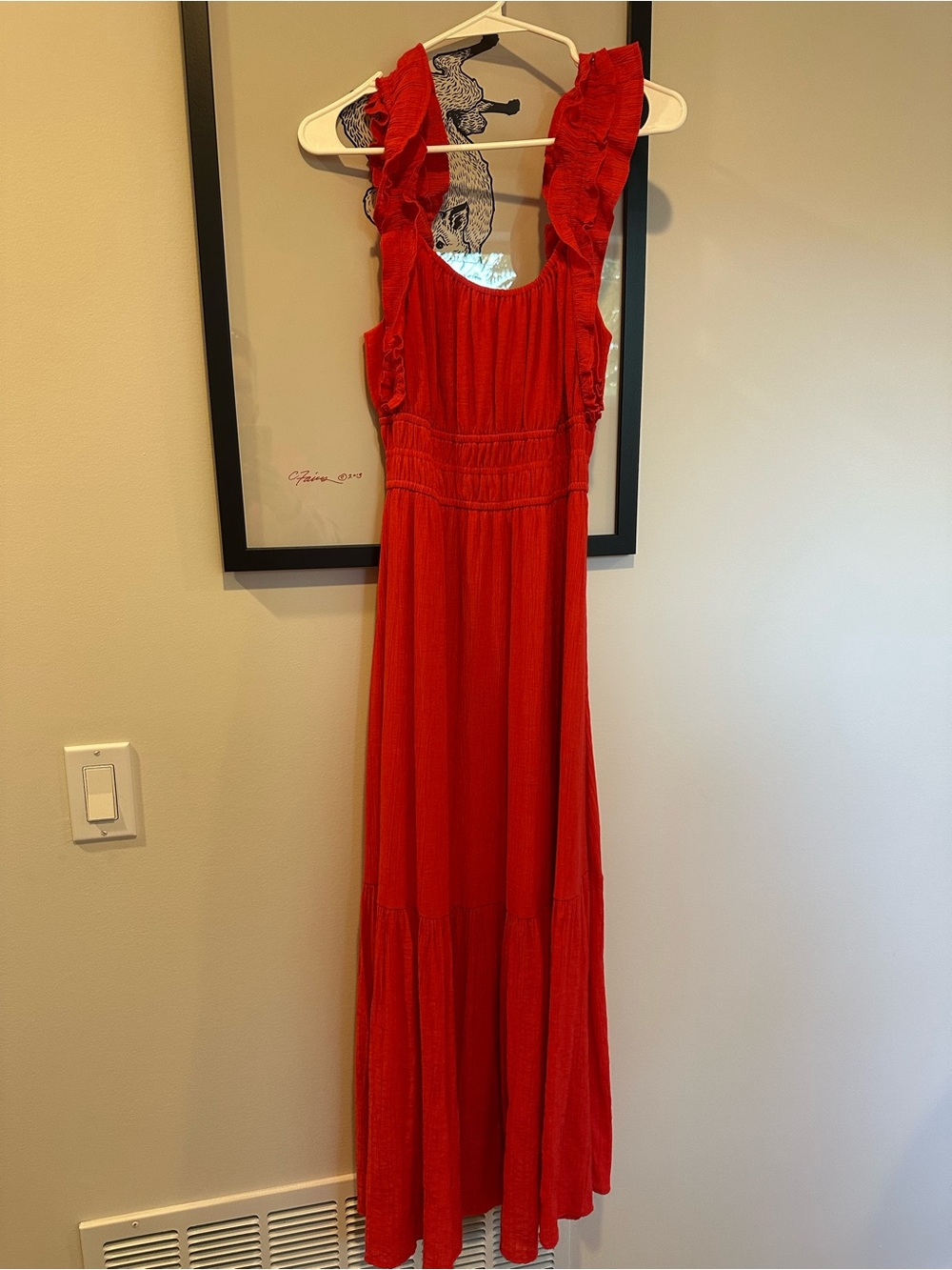 Abercrombie & Fitch Red Ruffle-Strap Maxi Dress size Medium Tall